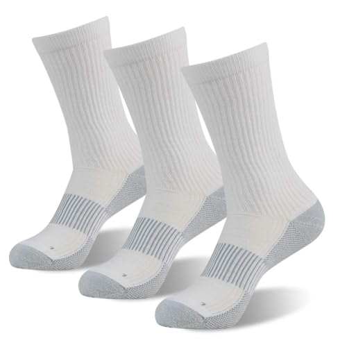 3 Pairs Cushioned Copper Crew Socks (11 Plus / 3 Pairs- White Crew)