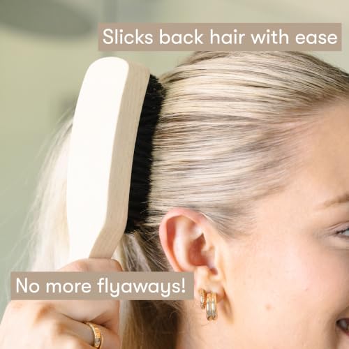 Slick Back Hair Brush Boar Bristles (Beechwood)
