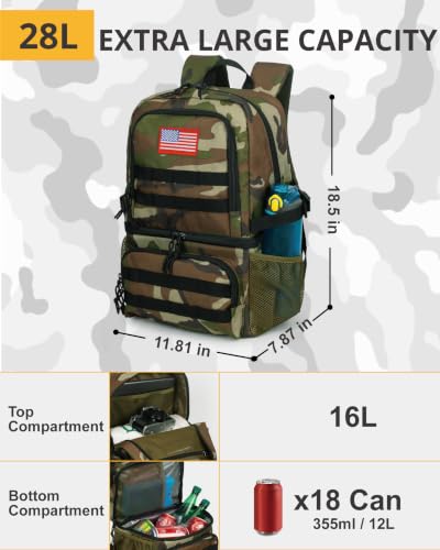 Tactical Double Deck Cooler Backpack for Men (Camo Green / Large)