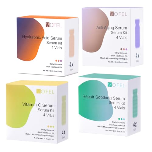 Anti Aging Serum with Hyaluronic Acid Vitamin C Serum Facial Serum Ampoules 0.35 oz 4 Kits 16 Vials (gift box)