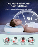 Memory Foam Neck Pillow for Pain Relief (Travel Size: 19"L x 11"W Medium / White)