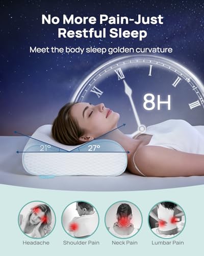 Memory Foam Neck Pillow for Pain Relief (Travel Size: 19"L x 11"W Medium / White)