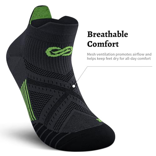 Compression Running Socks for Men & Women (Large-X-Large / New Gray (6 Pairs))