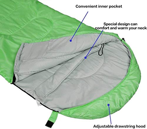 3 4 Season Sleeping Bag for Adults & Teens (Green / 87*33)