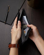 Mens Wallet Rfid Blocking Leather Wallet for Men Bifold Wallets (Black)