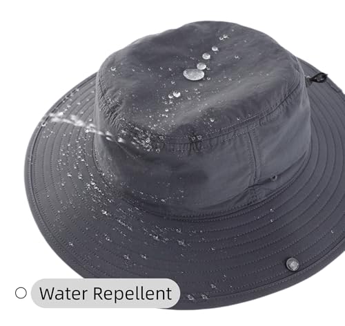Men's Cowboy Sun Hat Wide Brim Fishing Hiking Camping Gardening Hat UV Protection Outdoor Summer Sun Hat Dark Grey (Large / Dark Grey)