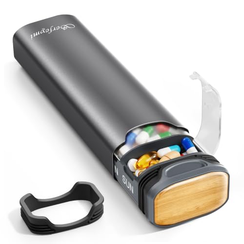 Metal Weekly Pill Organizer (With Lid 6.5in*2in*1.3in / Gray)
