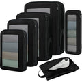 4 Set/6 Set/8 Set Compression Packing Cubes Travel Accessories Expandable Packing Organizers (Square Mesh, 05-Jet Black) (05-Jet Black / Square Mesh)