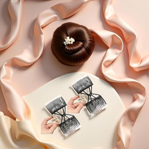 2Pcs Black Adjustable Elastic Hair Comb