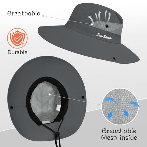 Women's Ponytail Safari Sun Hat (6 3/4-6 7/8 / 1-grey/Arm Sleeves)