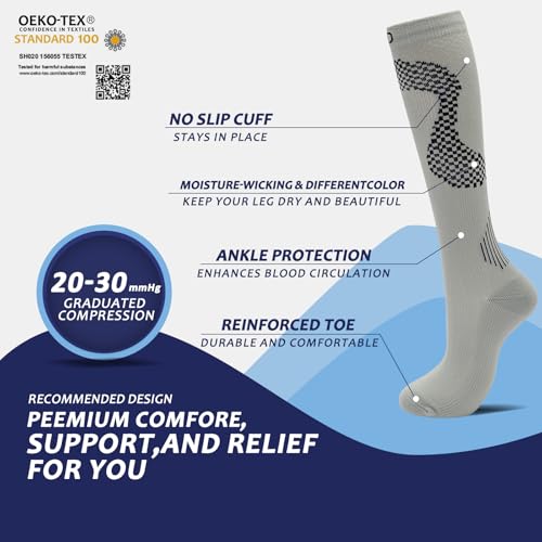 8 Pairs Compression Socks for Men & Women 20 (Small-Medium / 27-8 Pairs-04)