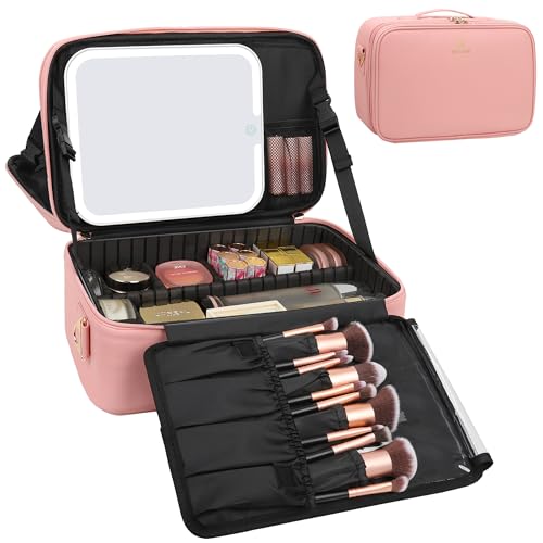 Professional Makeup Case with LED Mirror (Medium / 01-Pink 2)