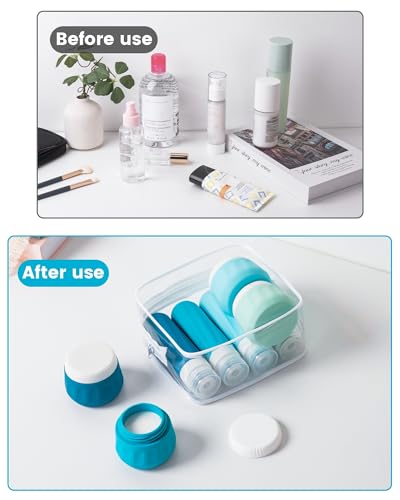 Travel Size Toiletries 8 Pack (3oz bottle 3oz jar / Blue)