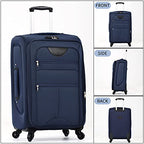 Softside Luggage Set Lightweight 3 Piece Suitcase with Duffel Bag (Softside Luggage(22/26/30) / Deep Blue + bags)