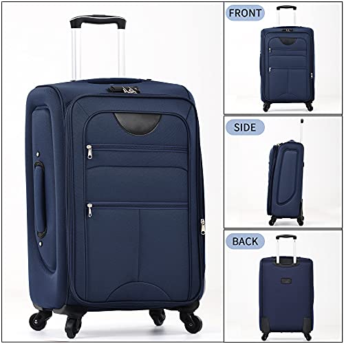 Softside Luggage Set Lightweight 3 Piece Suitcase with Duffel Bag (Softside Luggage(22/26/30) / Deep Blue + bags)