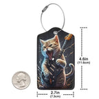 2 Pack Luggage Tags for suitcases Guitar Funny cute cat Luggage Tag (Guitar Cat)