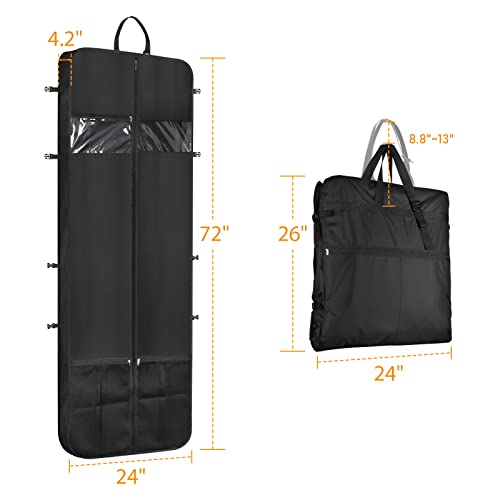 Wedding Dress Garment Bag Dress Bags for Gowns Long 72 in (Black / 72")