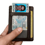 LEATHER Handcrafted Front Pocket Credit Card Holder with RIFD Blocking (Mountain Mocha)