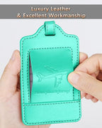 Leather Luggage Tags for Suitcases (Cyan)