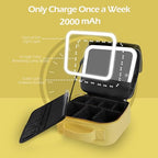 Travel Makeup Bag Cosmetic Bag Makeup Organizer Bag with Lighted Mirror (Yellow / Woven)