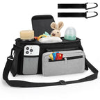 Universal Stroller Organizer with Insulated Cup Holder (Black, Grey Pocket / Classic Organizer)