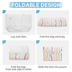 Beach Bag Waterproof Beach Tote Pool Bags for Women (Rainbow Wavy / 35L)