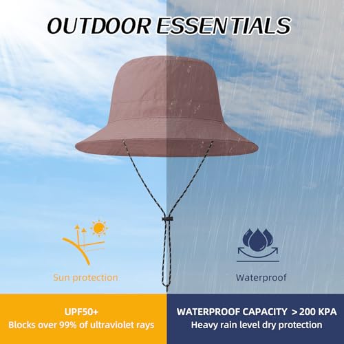Waterproof Bucket Hats for Woman UPF 50+ Sun Hat Dusty Pink (Dusty Pink)