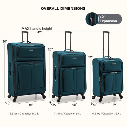Anzio Softside Expandable Luggage with Spinner Wheels (Teal / 2-Piece Set (22/30))
