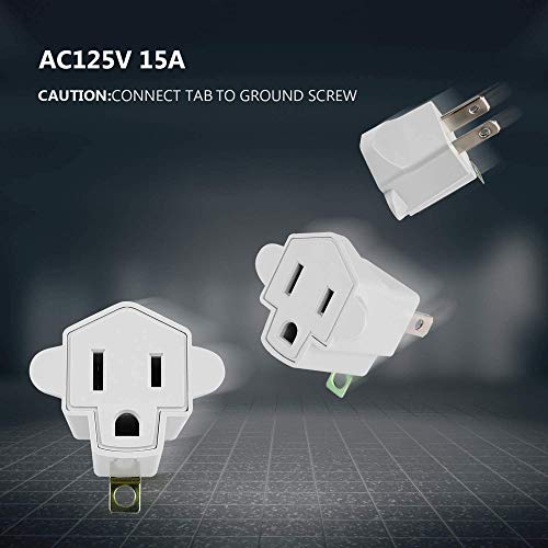 10 Pack ETL Listed 3 Prong to 2 Prong Adapter Converter (10 Pack / A-Ivory White)