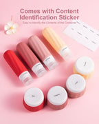 Travel Size Toiletries 8 Pack (3oz bottle 3oz jar / Cherry Red)
