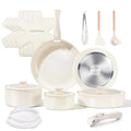 Ceramic Cookware Set Non Toxic with Detachable Handles (Cream White)