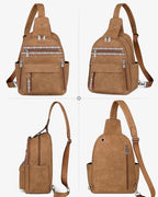 Large Sling Bag for Women (Camel Brown Nubuck Style)