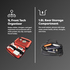 Tech Pouch and Cable Organizer Bag for Travel (Black Camo/Orange)