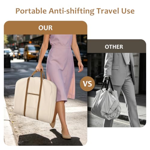Organic Cotton Garment Bags for Travel Luxury Suit Bag 48 in (Beige)
