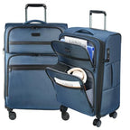 Softside Expandable checked Luggage with Front Business Pockets (Haze Blue-24 / 24 inch)