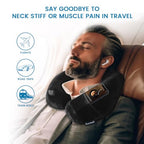 Inflatable Travel Neck & Shoulder Pillow for Airplanes & Long Trips (Corporate Black / Medium)