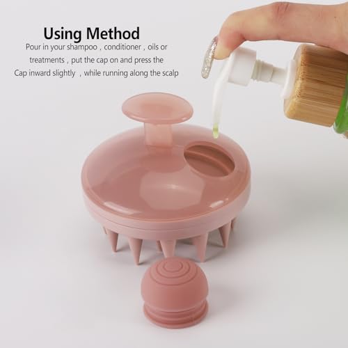 Hair Scalp Scrubber Shampoo Brush with Dispenser (Pink（with Dispenser） / 1 Count(Pack of 1))