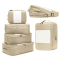 6 Pack Large Compression Packing Cubes for Travel (Cream / 6 Pack)