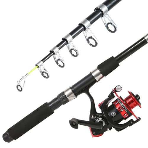 Fishing Rod 6.9ft Telescopic Fishing Rod and Reel Combo with Fishing Pliers and Lip Gripper Fishing Equipment (Red-6.9ft Spinning Combo)