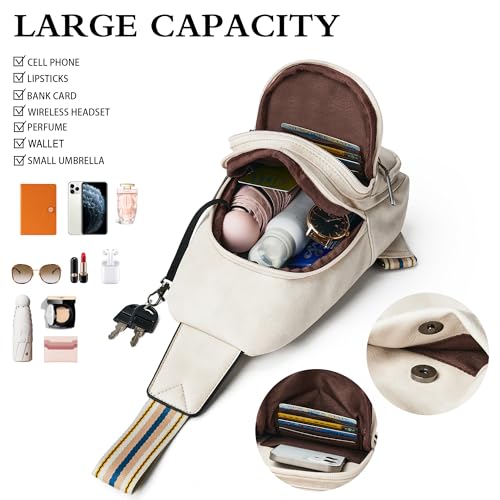 Sling Bag Crossbody Bags for Women Small Cross Body Bag Fanny Packs Chest Sling Purse for Daily Travel Leisure Sport (4-3 Beige)