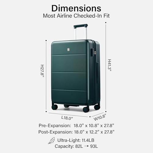 26 Inch Luggage with Spinner Wheels (Blackish Green / 26 Inch EXT)