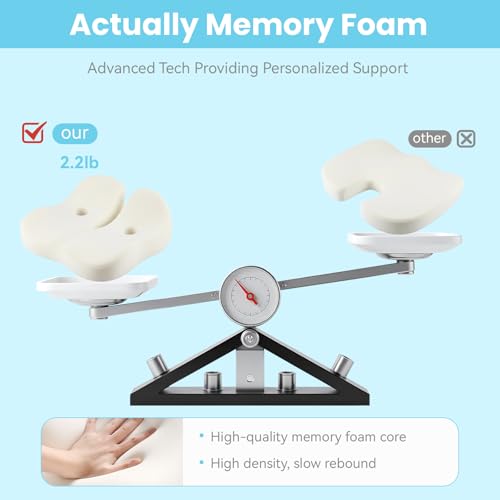 Seat Cushion Memory Foam for Sit Bone and Back Pain Relief (Gray)