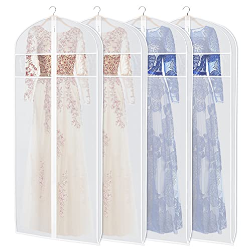 Dress Bags for Gowns Long Garment Bags for Long Dresses 72 in (72"-4pcs-Clear)