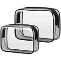 Clear Makeup Bag for Travel (Black / Mixed Size Series (1 Medium + 1 Large))