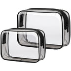 Clear Makeup Bag for Travel (Black / Mixed Size Series (1 Medium + 1 Large))