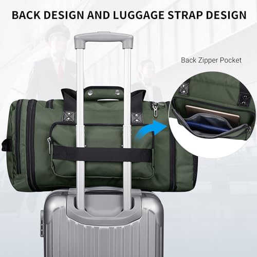 Mens Duffle Bag Expandable 45L Travel Gym with Shoe Compartment (Army Green)