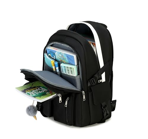 Girls Backpack Stylish Schoolbag Set for College Casuanl Backpack for Girls Black (Black)