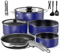 Pro Ceramic Pots and Pans Set & 2026 Upgraded Hybrid 3 (Royal Blue)
