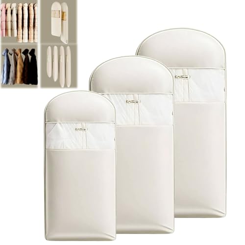 3 Packs Space Saving Garment Bag with Self Compression Zipper ((M+L+XL)-3Pcs)
