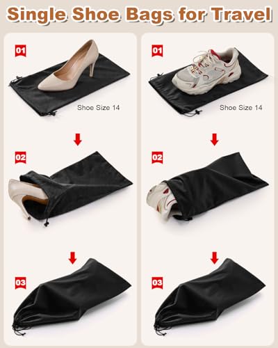2 Pcs Single Shoe Bags for Travel (Black Beauty / 17.3"x8.6")